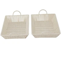 The Novogratz Cream Cotton Handmade Woven Storage Basket with Handles Set of 2 18", 17"