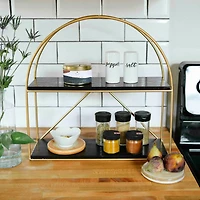 Hello Honey® Wood & Metal Gold Crescent Wall Shelf