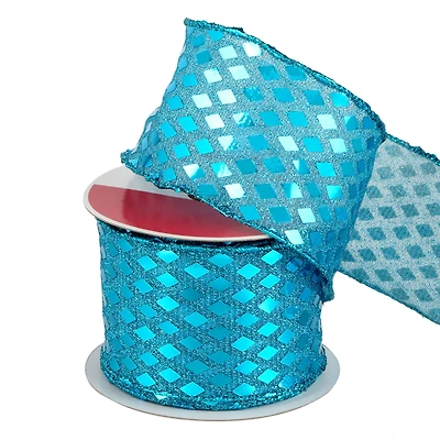 2.5" x 30ft. Turquoise Disco Wired Metallic Ribbon by Celebrate It®
