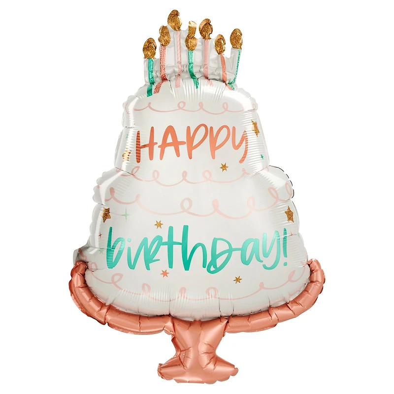 SuperShape™ 28" Happy Birthday Cake Foil Balloon