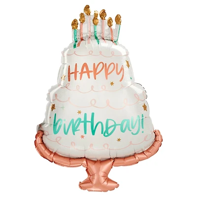 SuperShape™ 28" Happy Birthday Cake Foil Balloon