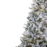 9ft. Pre-Lit Snowy Hudson Artificial Christmas Tree, Warm White LED Lights