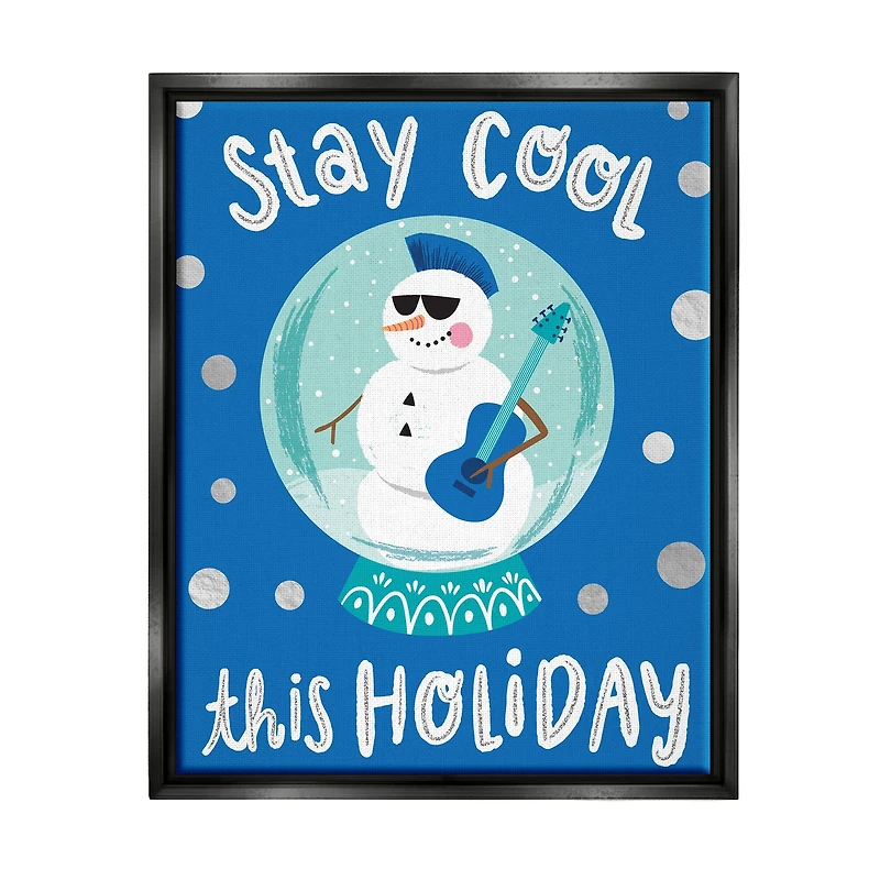 Stupell Industries Stay Cool This Holiday Musician Snowman Framed Floater Canvas Wall Art