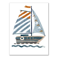 Striped Sailboat 12" x 16" Canvas Wall Art