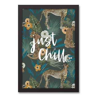 Just Chill Tropical Cheetah Black Framed Canvas Art