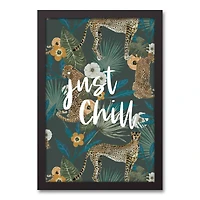 Just Chill Tropical Cheetah Black Framed Canvas Art