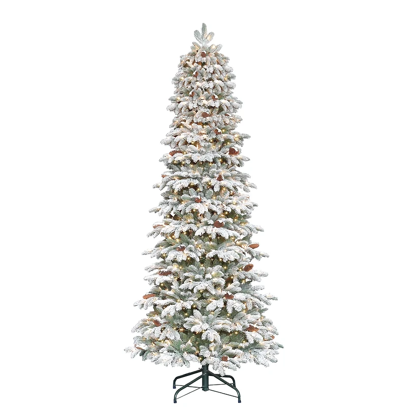 7.5ft. Pre-Lit Flocked Slim Montville Spruce Artificial Christmas Tree, Clear Lights