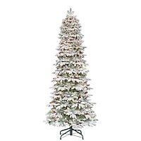7.5ft. Pre-Lit Flocked Slim Montville Spruce Artificial Christmas Tree, Clear Lights
