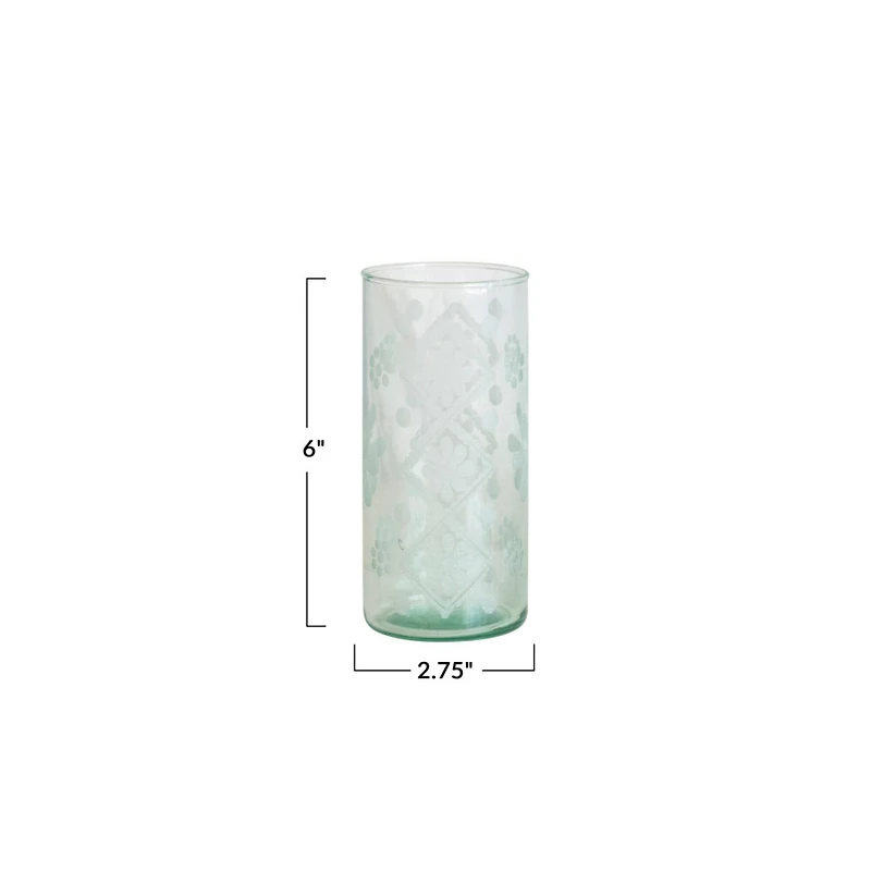 Hello Honey® Clear Etched Glass Hurricane Vase