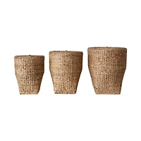 Hello Honey® Natural Handwoven Water Hyacinth Laundry Basket Set with Lids