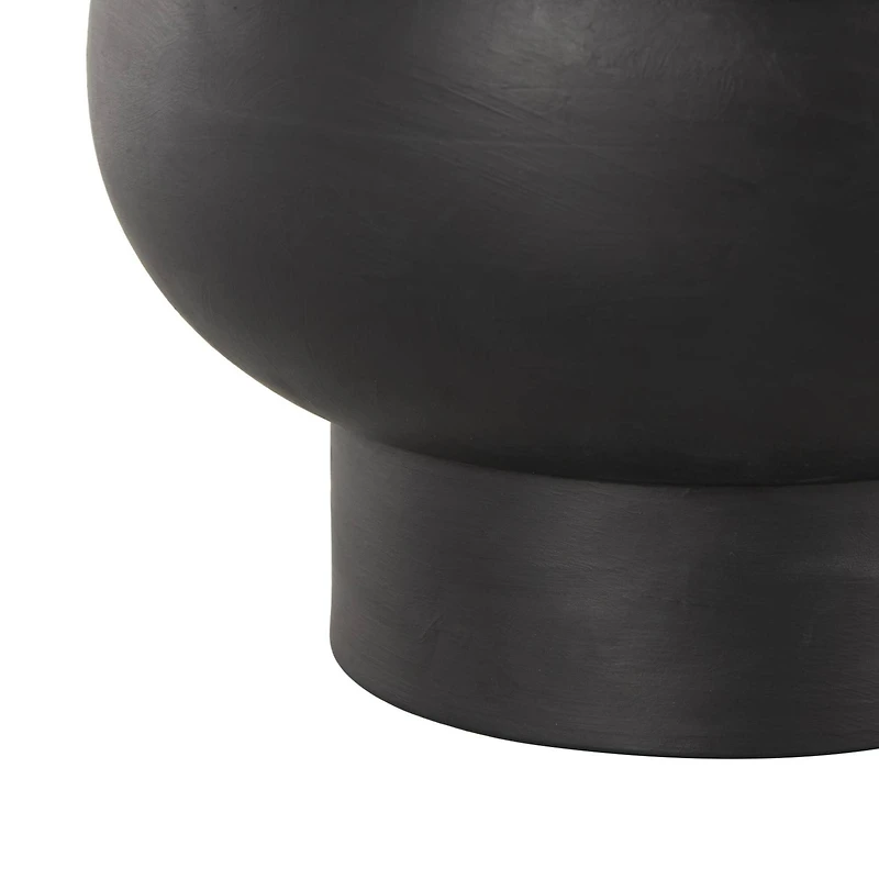 11.5" Black Wide Abstract Floral Ceramic Vase with Layered Petals