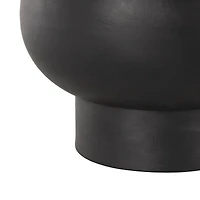 11.5" Black Wide Abstract Floral Ceramic Vase with Layered Petals