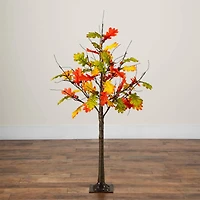 4ft. Pre-Lit Autumn Maple Artificial Fall Tree with Pinecones, Acorns and 60 Warm White LED Lights