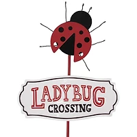 23" Ladybug Crossing Metal Garden Stake