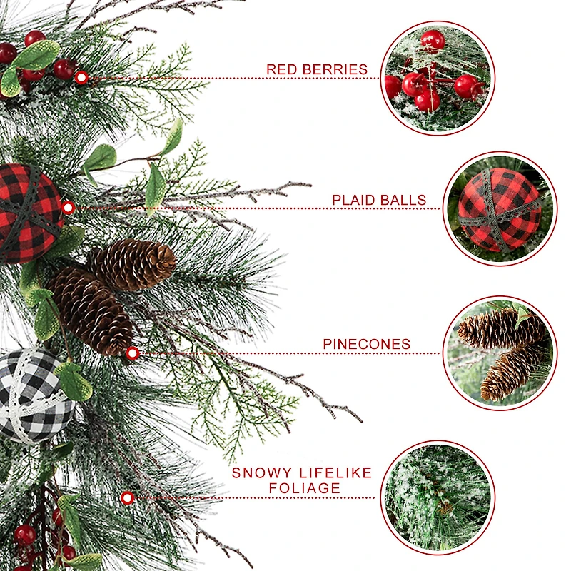 Glitzhome® 24" Frosted Ornament, Berry & Pinecone Wreath