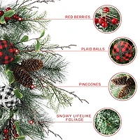 Glitzhome® 24" Frosted Ornament, Berry & Pinecone Wreath