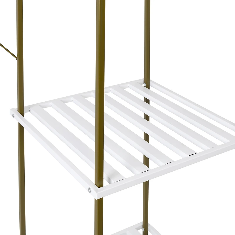 Honey Can Do Olive & White Freestanding Open Metal Closet Wardrobe