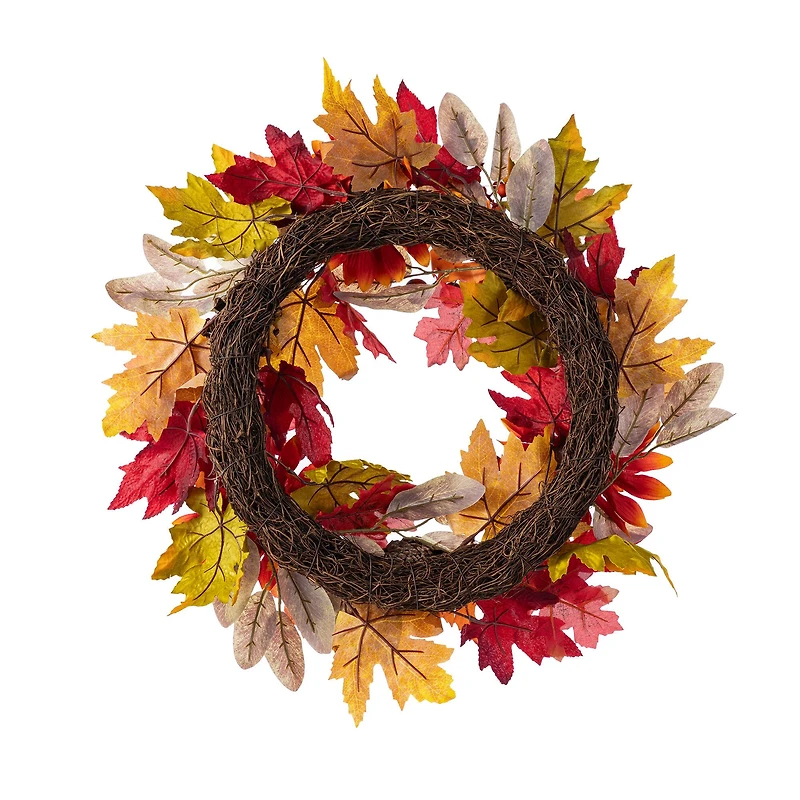 Glitzhome® 24" Fall Sunflower, Pinecone and Berry Wreath