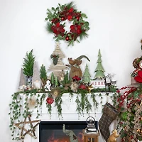 25.5" Distressed Rustic Wooden Christmas Tree with Carved Star Topper