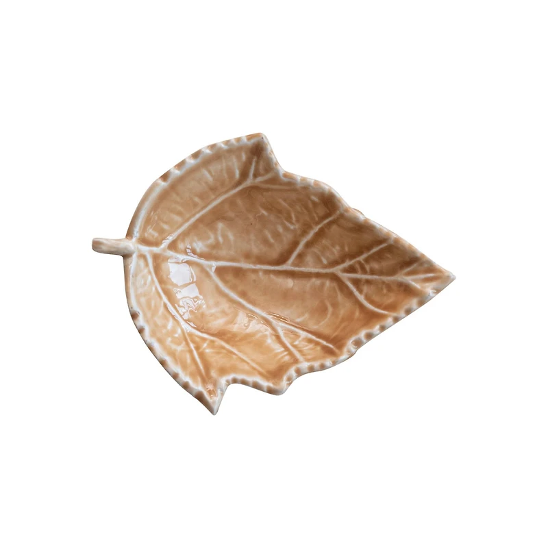 Hello Honey 6.5" Brown Enameled Aluminum Leaf Shaped Dish