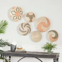 Set of 6 Brown Seagrass Eclectic Wall Decor, 14" x 14" x 3"