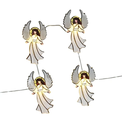 18ct. Warm White LED Angel String Lights on Silver Wire by Ashland®