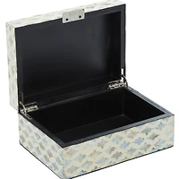 Coastal Rectangular White Wooden Zigzag Decorative Box Set