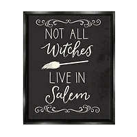 Stupell Industries Not All Witches Live In Salem Broom Framed Floater Canvas Wall Art