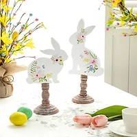 Glitzhome® 12.5" Easter Wooden Bunny Table Décor Set
