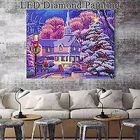 Sparkly Selections House & Christmas Tree Pre-Framed Diamond Painting Kit with Backlighting