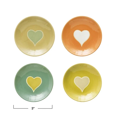 Hello Honey® Wax Relief Heart Handmade Stoneware Plate Set