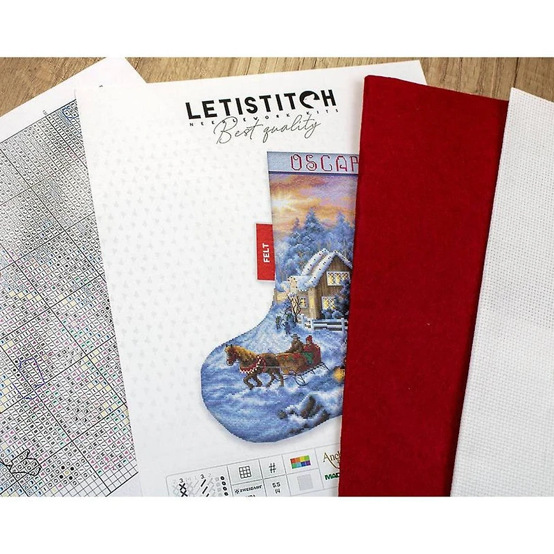 LetiStitch Counted Cross Stitch Kit Christmas Eve Stocking