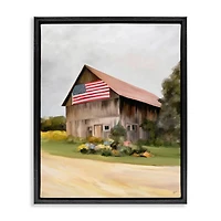 Stupell Industries Rural Americana Home Countryside Farm Flag Painting Floater Framed Art