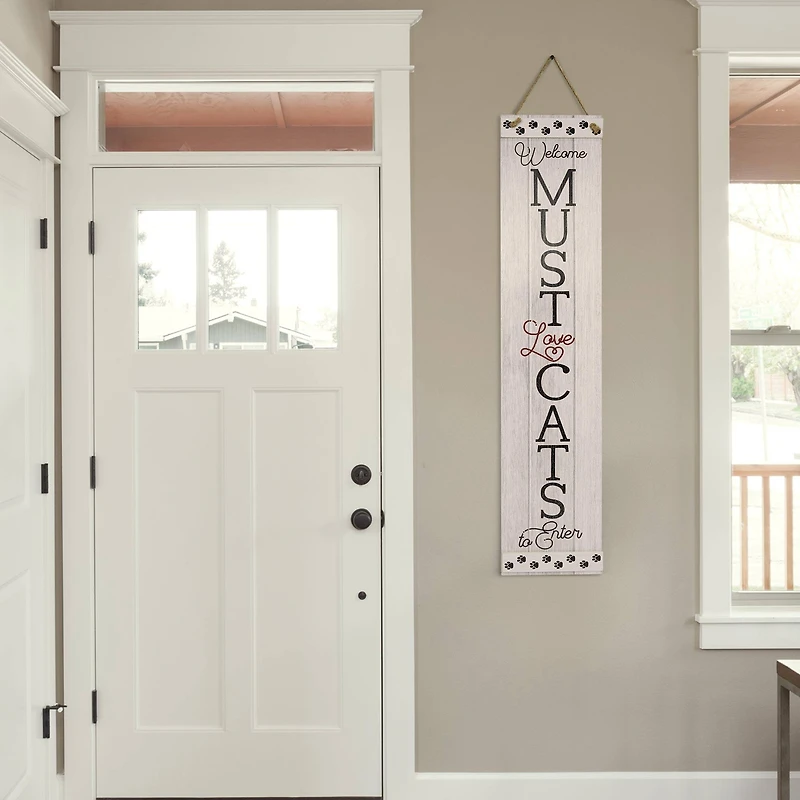 American Art Décor™ 47.25" Glitter Must Love Cats Double-Sided Hanging & Leaning Wall Sign