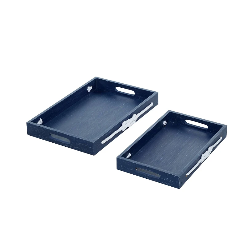 Blue MDF Farmhouse Tray Set