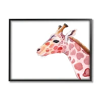 Stupell Industries Calm Giraffe Portrait Red Brown Safari Animal in Frame Wall Art