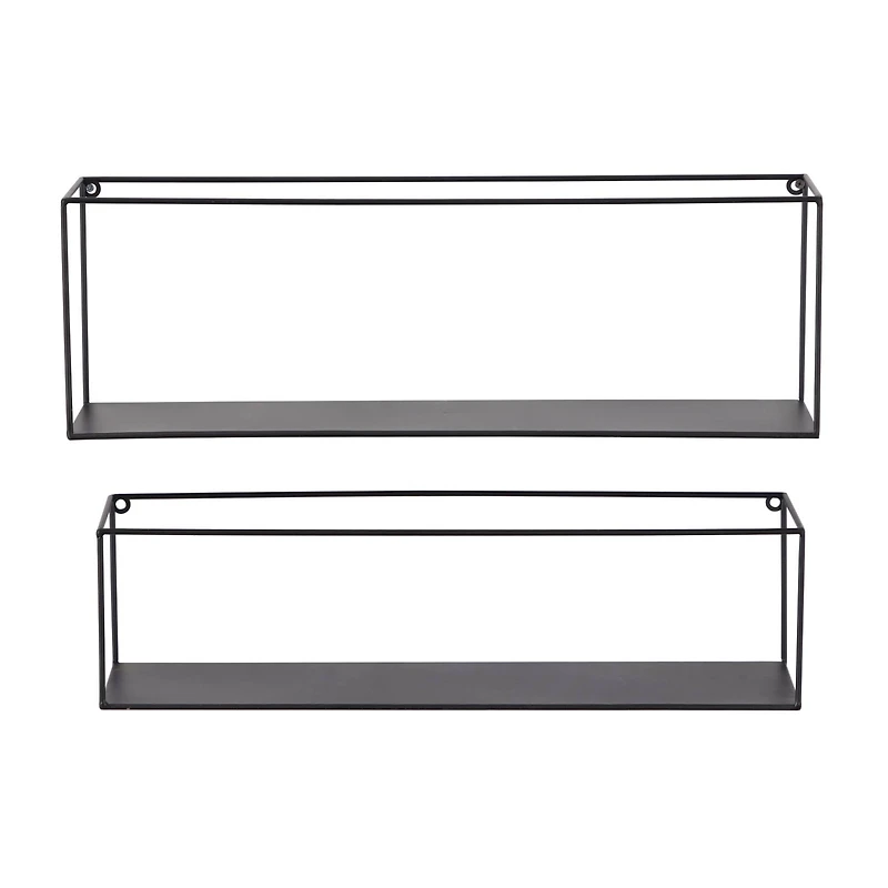 Black Metal Modern Wall Shelf, Set of 2 24", 23"