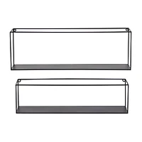 Black Metal Modern Wall Shelf, Set of 2 24", 23"