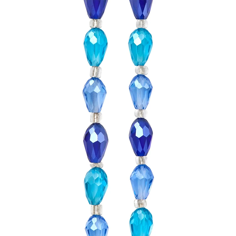 Aqua Teardrop Faceted Glass Beads, 11mm by Bead Landing™