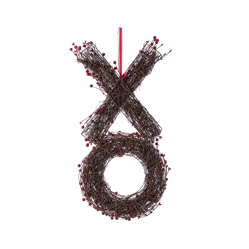 Glitzhome® 24" Red Valentine's XO Shaped Wreath