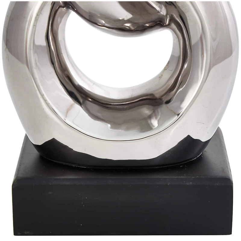 17" Silver Ceramic Abstract Stacked Chain Link Sculpture