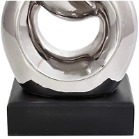 17" Silver Ceramic Abstract Stacked Chain Link Sculpture