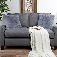 Hastings Home Gray Faux Fur Shag Pillows, 2ct.