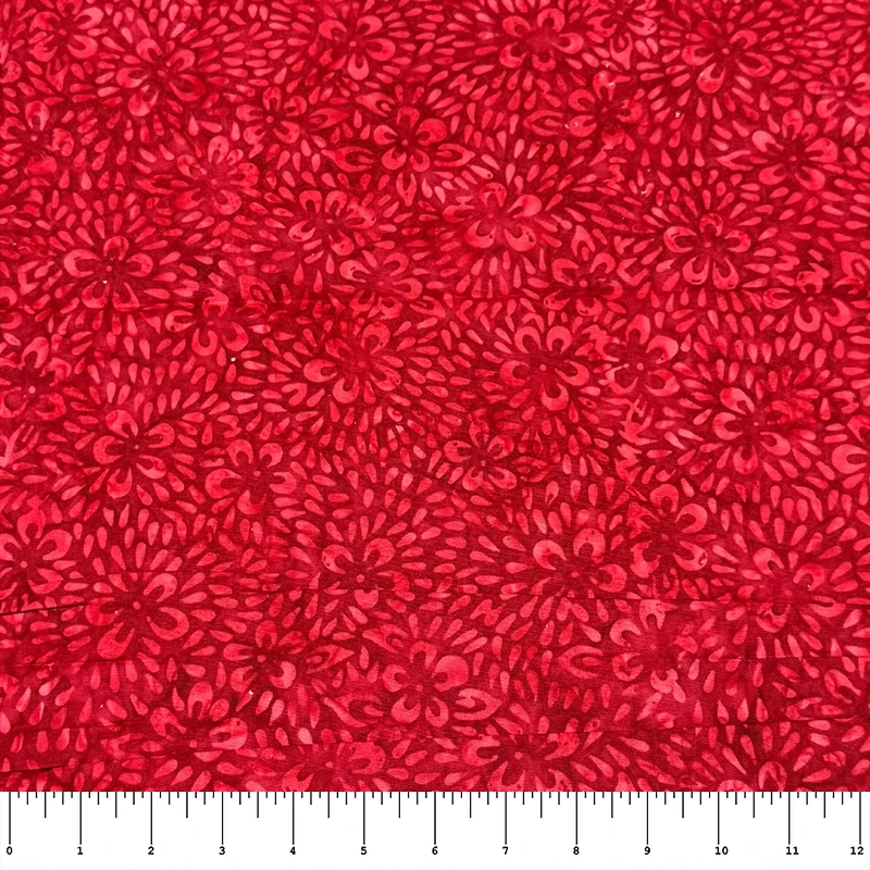 Feldman Batik Crimson Tonal Stamp Geo Cotton Fabric
