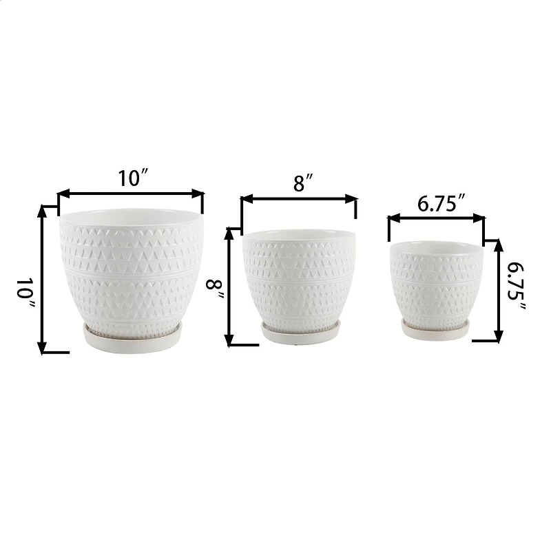 Flora Bunda® Matte White Pharaoh Ceramic Pot On Saucer Set, 3ct.