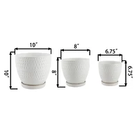 Flora Bunda® Matte White Pharaoh Ceramic Pot On Saucer Set, 3ct.