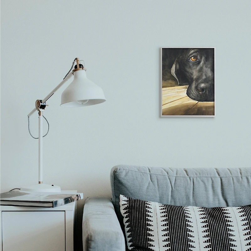 Stupell Industries Labrador Resting Pet Dog Portrait Brown Black Framed Wall Art