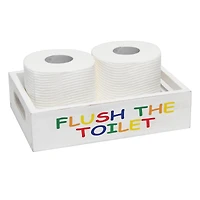 Elegant Designs Small White Wash Kids Towel Holder, Frame & Toilet Paper Holder Set