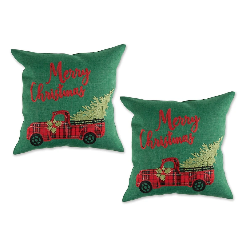 DII® Merry Christmas Truck Embroidered Pillow Cover Set