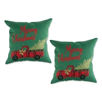 DII® Merry Christmas Truck Embroidered Pillow Cover Set